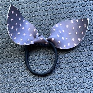 Grey and soft pink Bunny Ear Bow Hair Tie